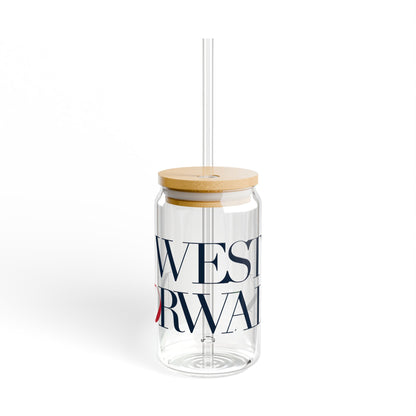 41 Tilt West Norwalk Glass Can with Straw and Lid, 16oz