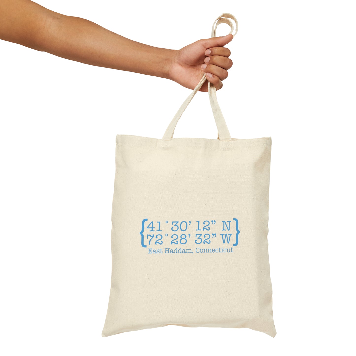 East Haddam Coordinates Cotton Canvas Tote Bag