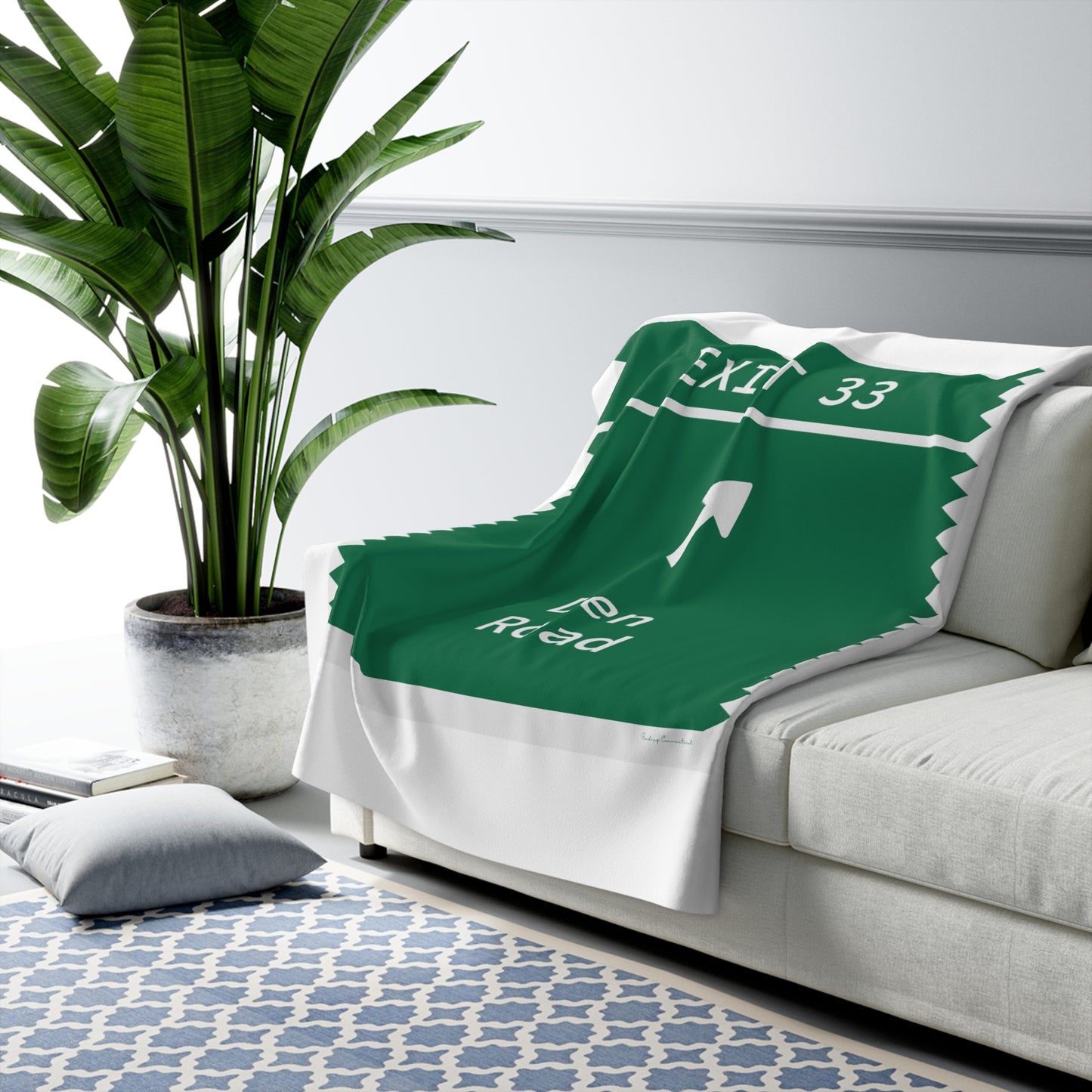 Vintage Merritt Parkway Exit 33 Sign Sherpa Fleece Blanket