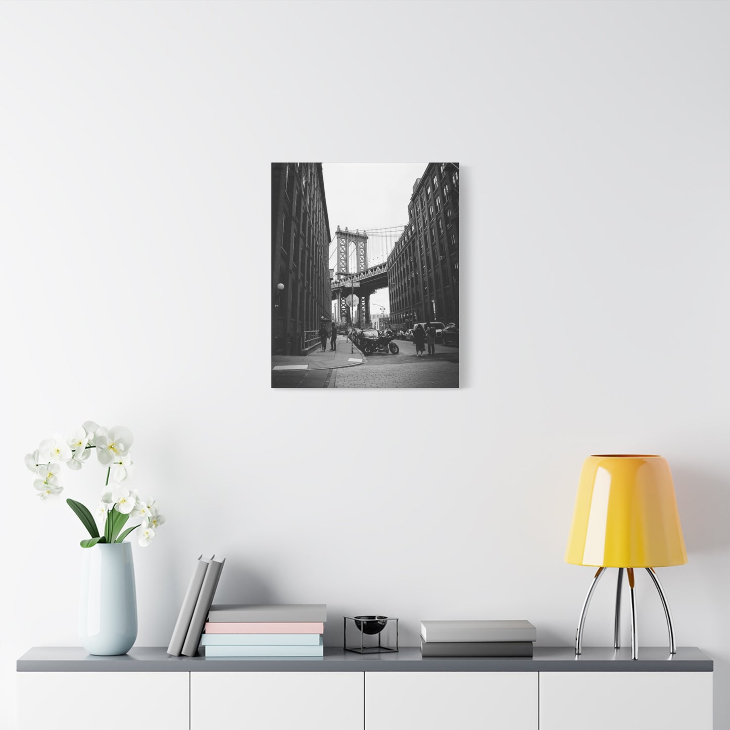 Manhattan Bridge Black and White Matte Canvas, Stretched, 1.25"