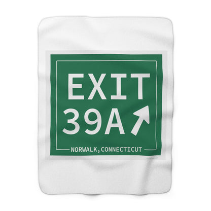 Vintage Exit 39A Merritt Parkway Sign Sherpa Fleece Blanket