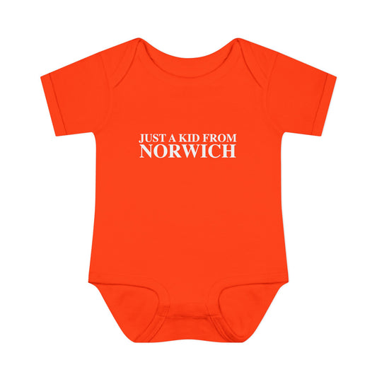 Just a kid from Norwich Infant Baby Rib Bodysuit
