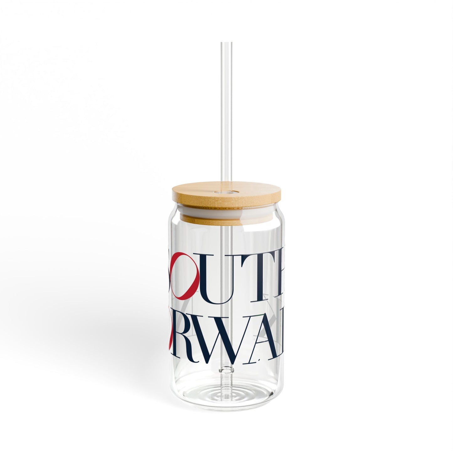 41 Tilt South Norwalk Glass Can with Straw and Lid, 16oz