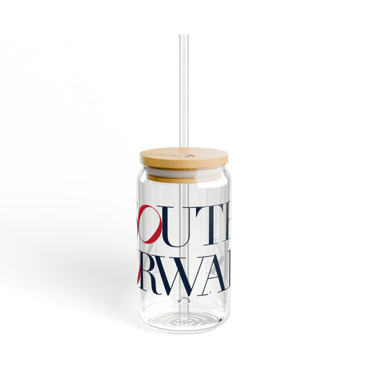 41 Tilt South Norwalk Glass Can with Straw and Lid, 16oz