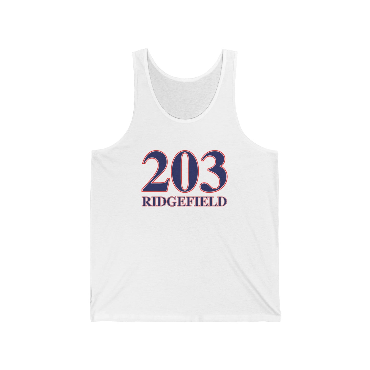 203 Ridgefield Red White & Blue Unisex Jersey Tank Top