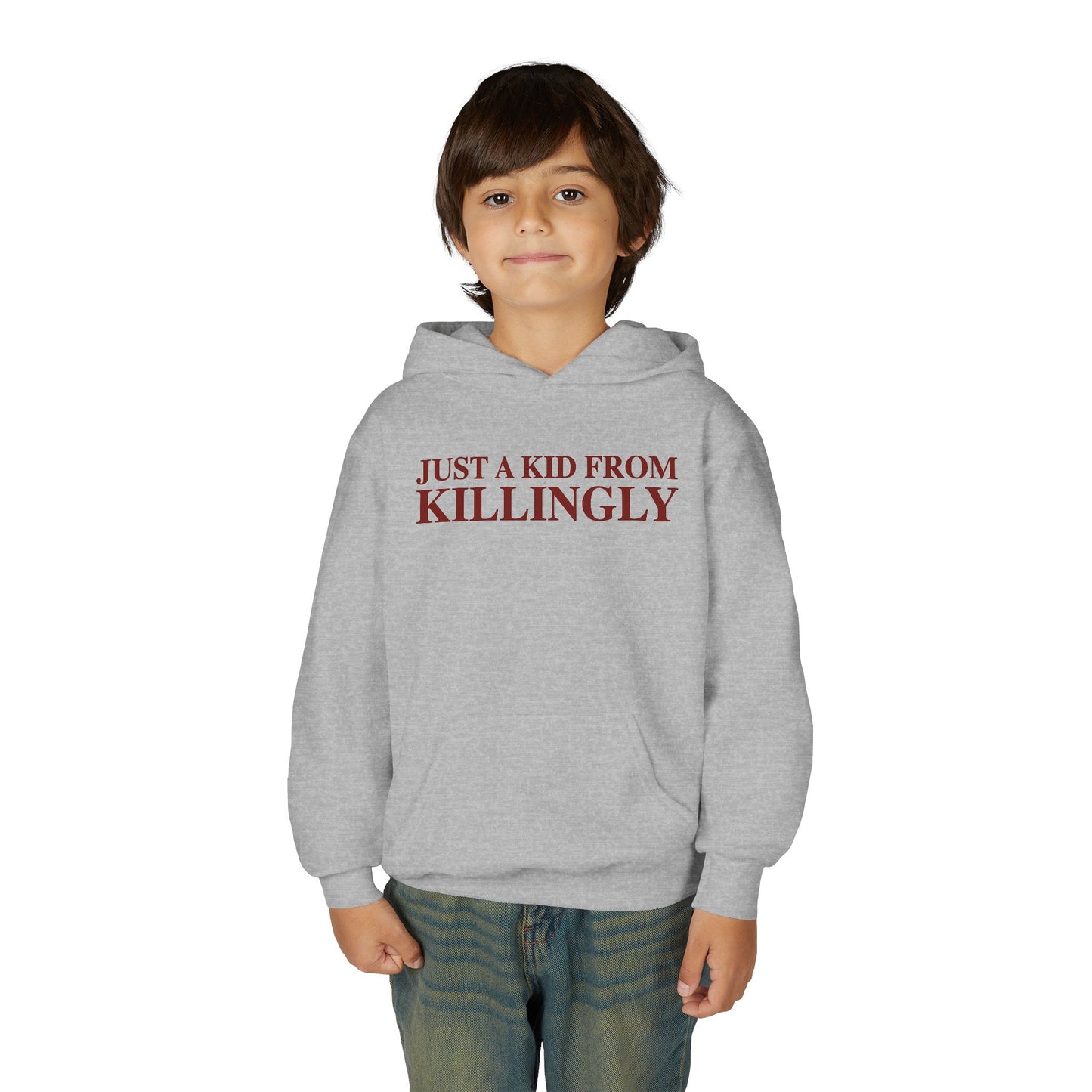 Just a kid from Killingly Youth Heavy Blend Hooded Sweatshirt