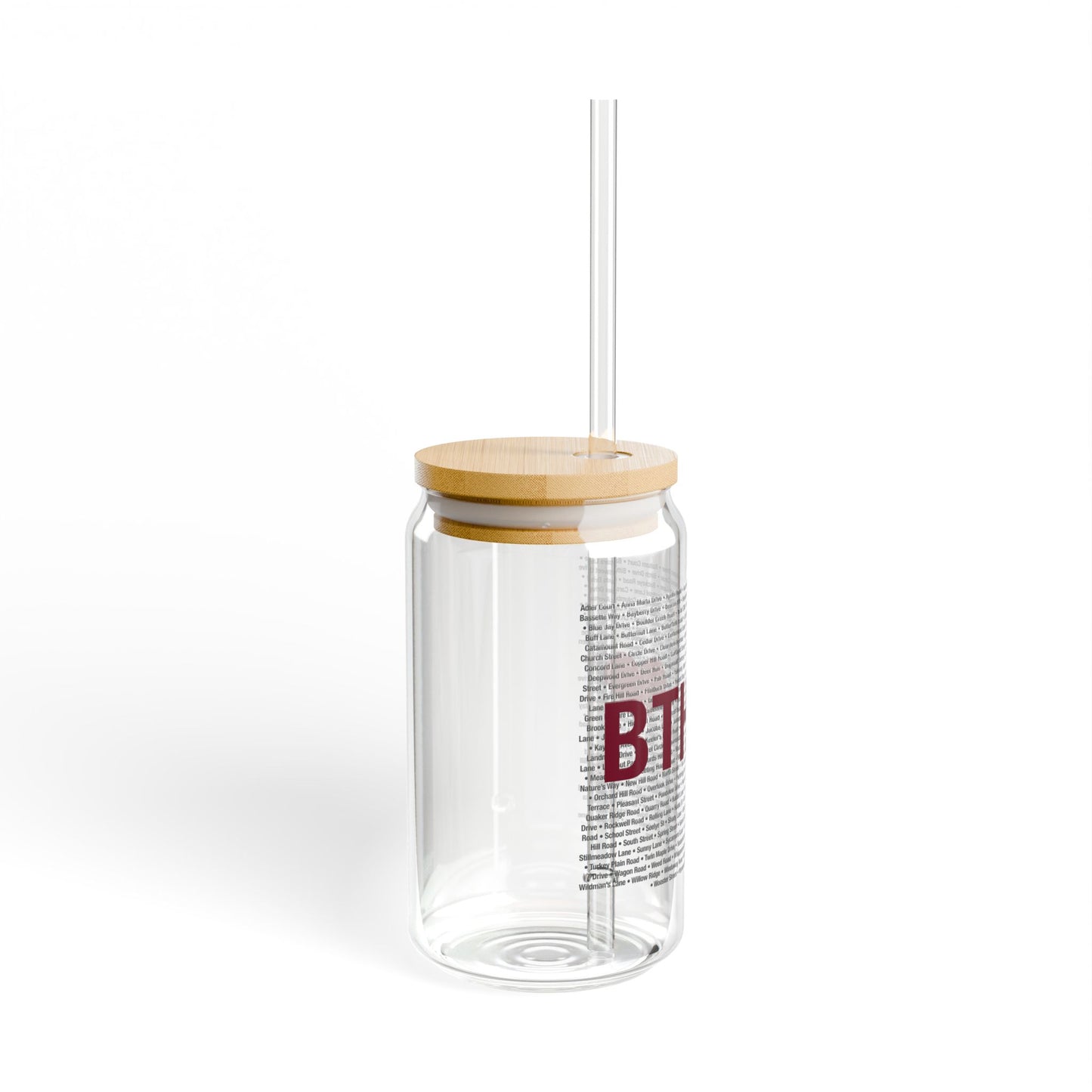Bethel Love Glass Can with Straw and Lid, 16oz