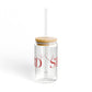 41 Tilt Stratford Glass Can with Straw and Lid, 16oz