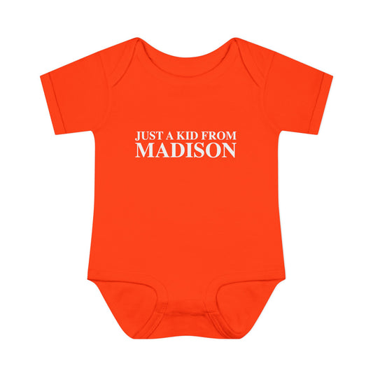 Just a kid from Madison Infant Baby Rib Bodysuit