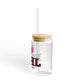 I Heart BTHL Glass Can with Straw and Lid, 16oz