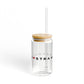 Strawberry Hill Vision Glass Can with Straw and Lid, 16oz