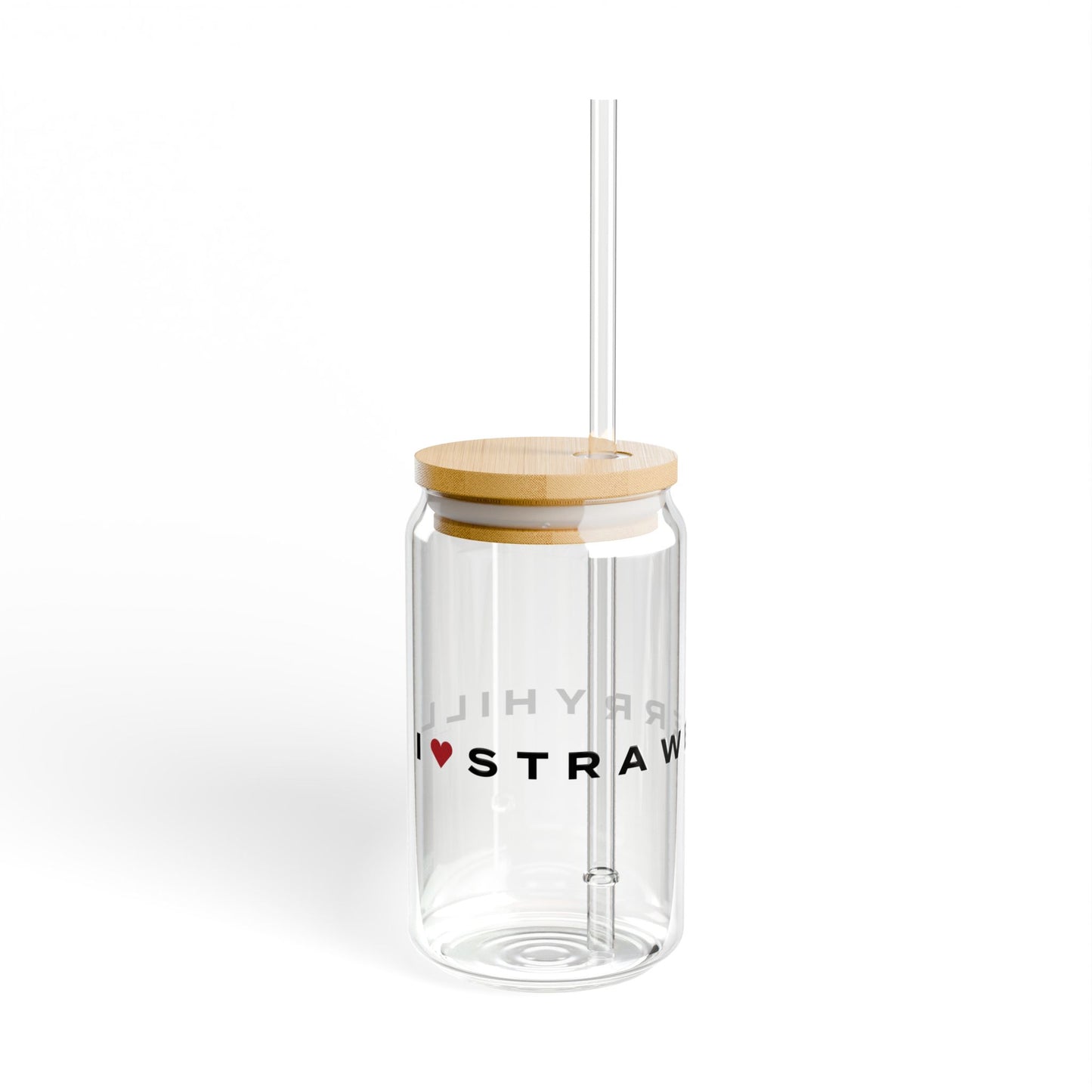 Strawberry Hill Vision Glass Can with Straw and Lid, 16oz