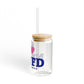 I Heart NWFD Glass Can with Straw and Lid, 16oz