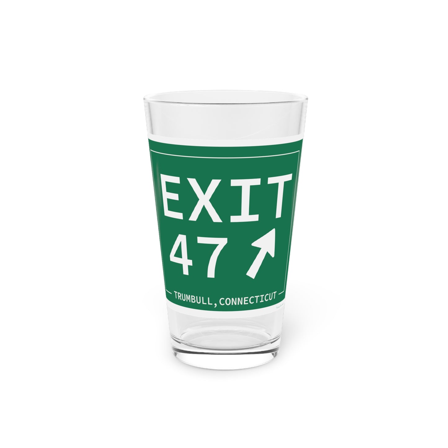 Vintage Exit 47 Merritt Parkway Sign Pint Glass, 16oz