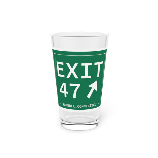 Vintage Exit 47 Merritt Parkway Sign Pint Glass, 16oz