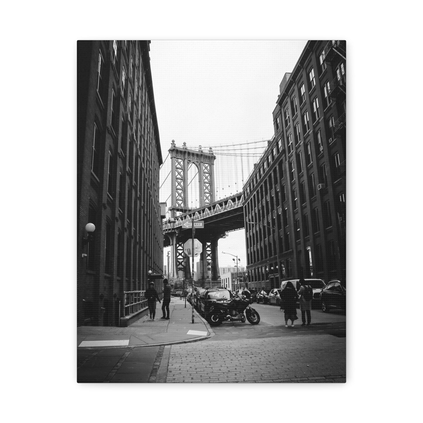 Manhattan Bridge Black and White Matte Canvas, Stretched, 1.25"