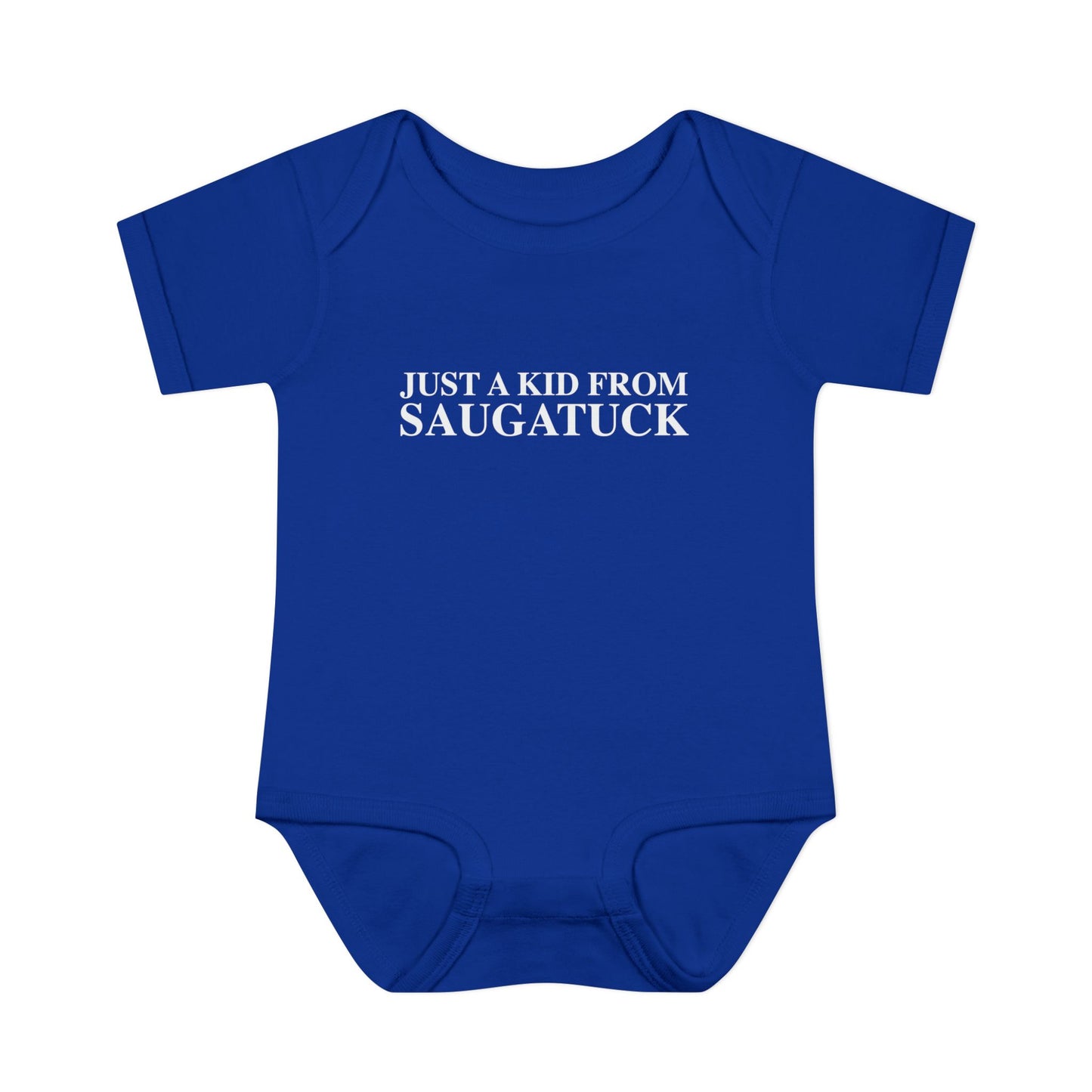 Just a kid from Saugatuck Infant Baby Rib Bodysuit
