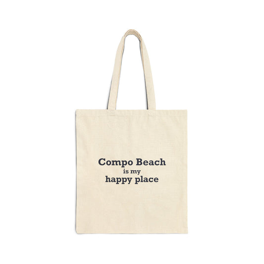 Compo Beach Is My Happy Place Cotton Canvas Tote Bag
