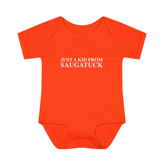 Just a kid from Saugatuck Infant Baby Rib Bodysuit