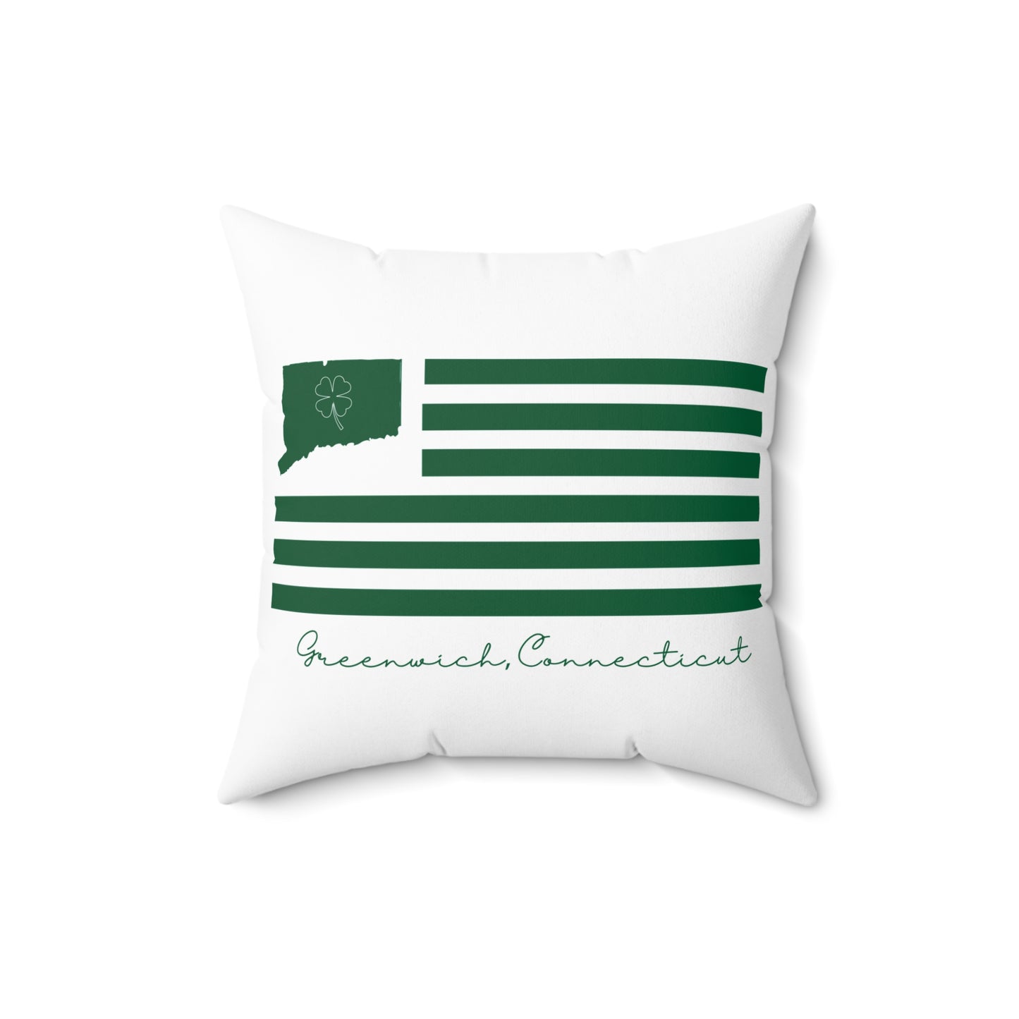 Greenwich Connecticut St Patrick’s Day Flag Spun Polyester Square Pillow