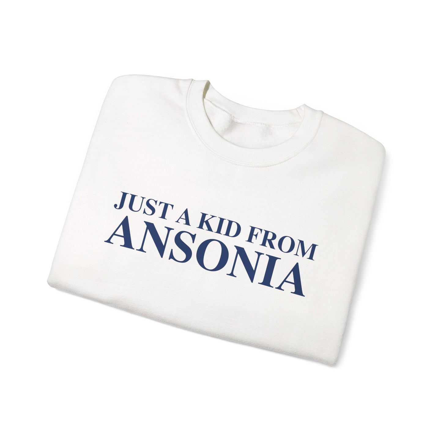 Just a kid from Ansonia Unisex Heavy Blend™ Crewneck Sweatshirt