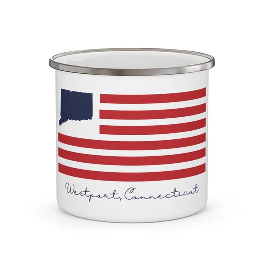 Westport Connecticut Flag Enamel Camping Mug