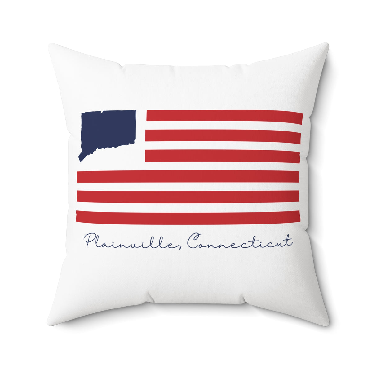 Plainville Connecticut Flag Spun Polyester Square Pillow