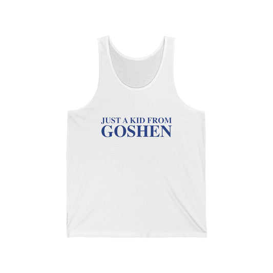 Just a kid from Goshen Unisex Jersey Tank Top