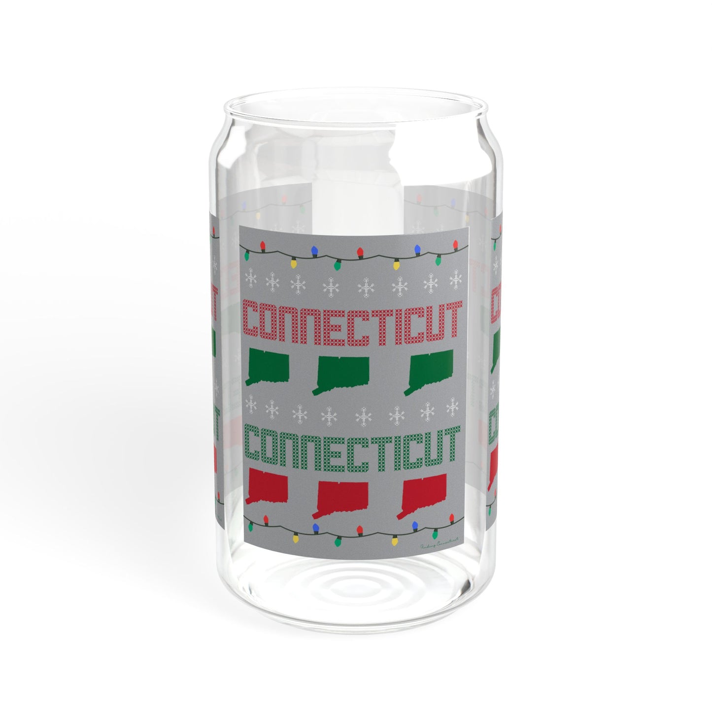 Connecticut Ugly Holiday Sipper Glass, 16oz