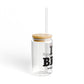 I Heart BRPT Glass Can with Straw and Lid, 16oz