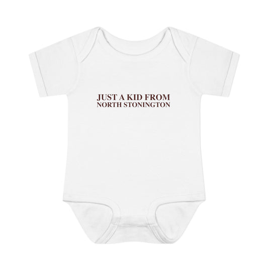 Just a kid from North Stonington Infant Baby Rib Bodysuit