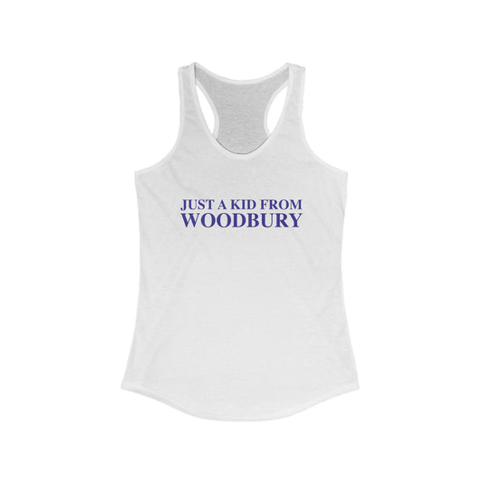 Just a kid from Woodbury Women's Ideal Racerback Tank Top