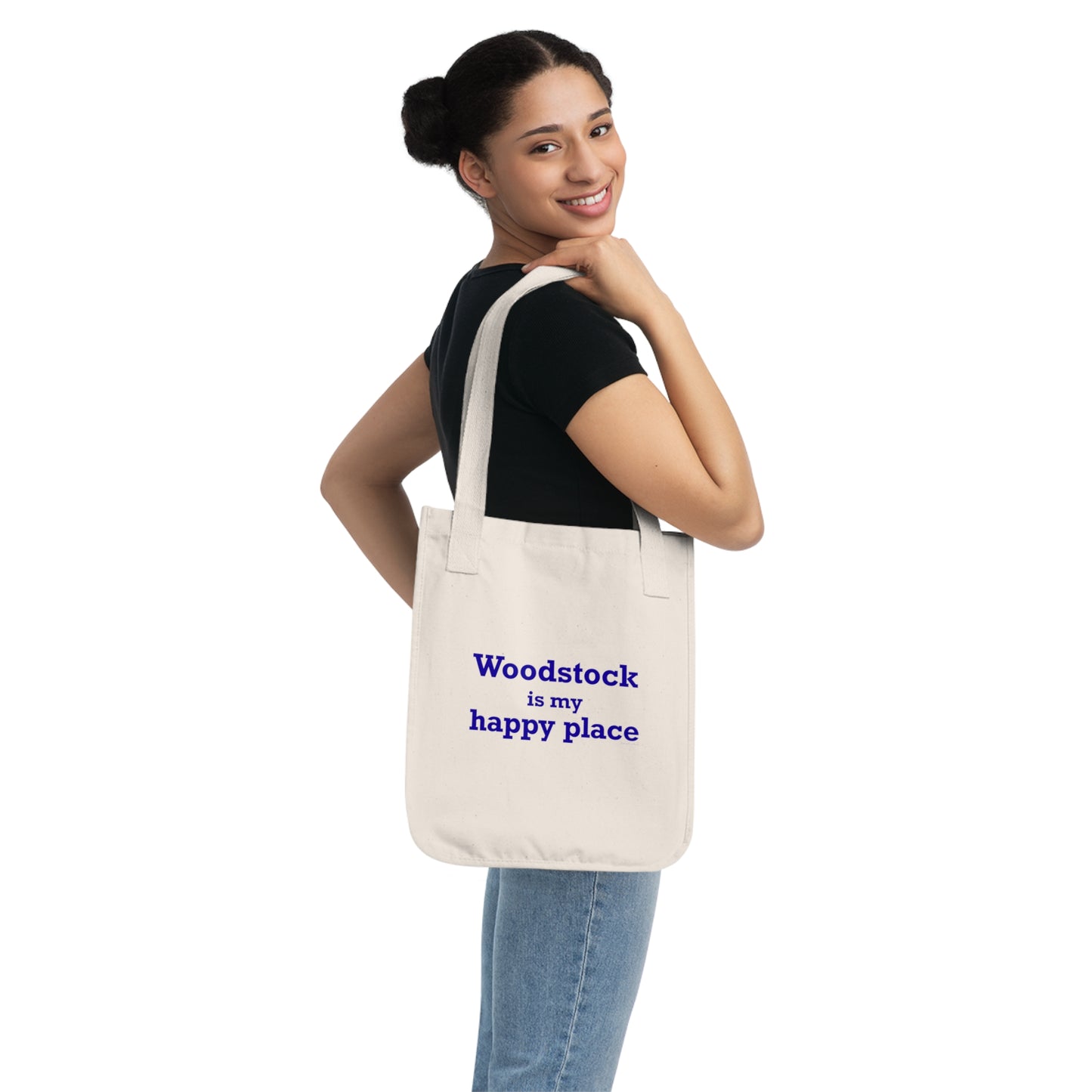 Woodstock is My Happy Place Organic Canvas Tote Bag