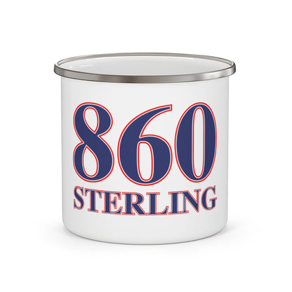 860 Sterling Red, White & Blue Enamel Camping Mug