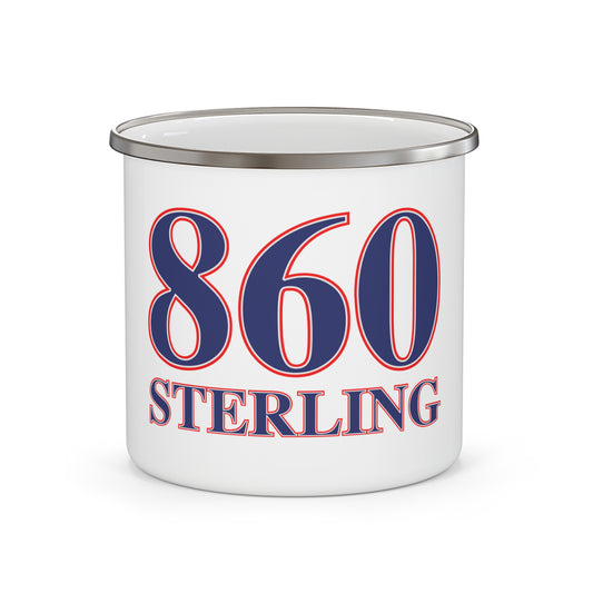 860 Sterling Red, White & Blue Enamel Camping Mug
