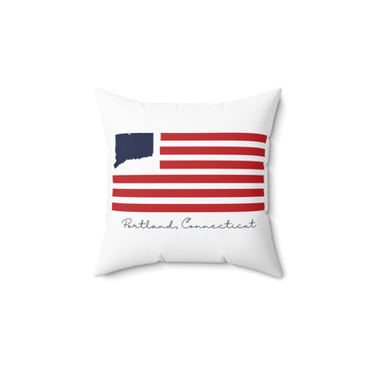 Portland Connecticut Connecticut Flag Spun Polyester Square Pillow