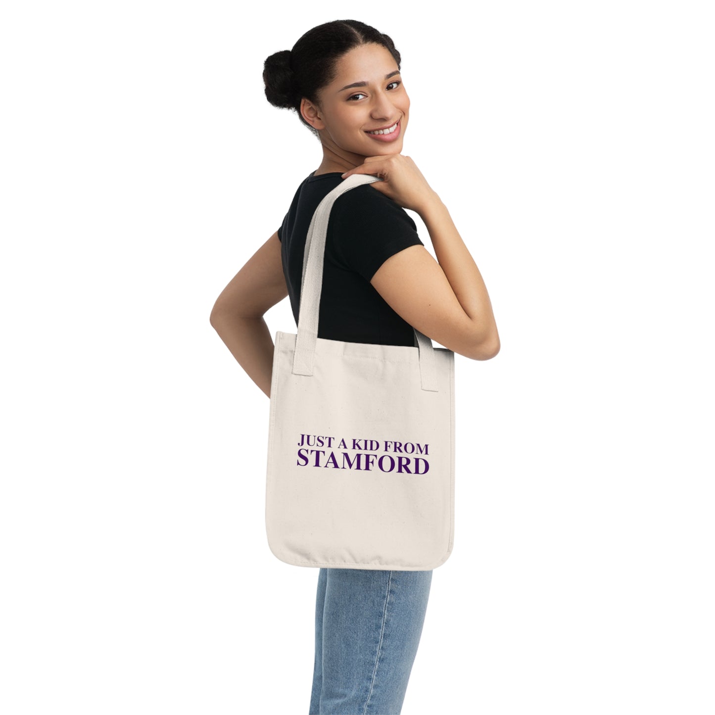 Just a kid from Stamford Organic Canvas Tote Bag