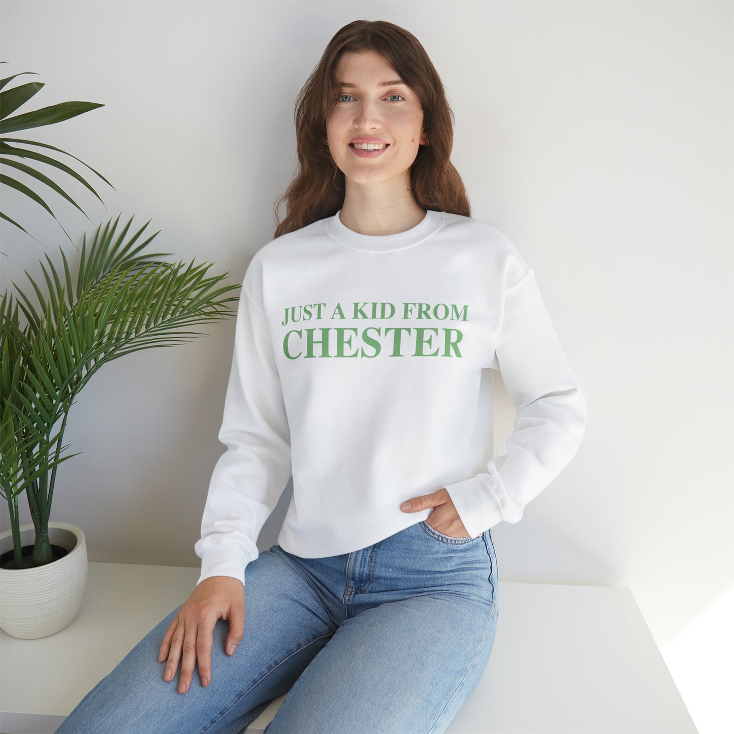 Just a kid from Chester Unisex Heavy Blend™ Crewneck Sweatshirt