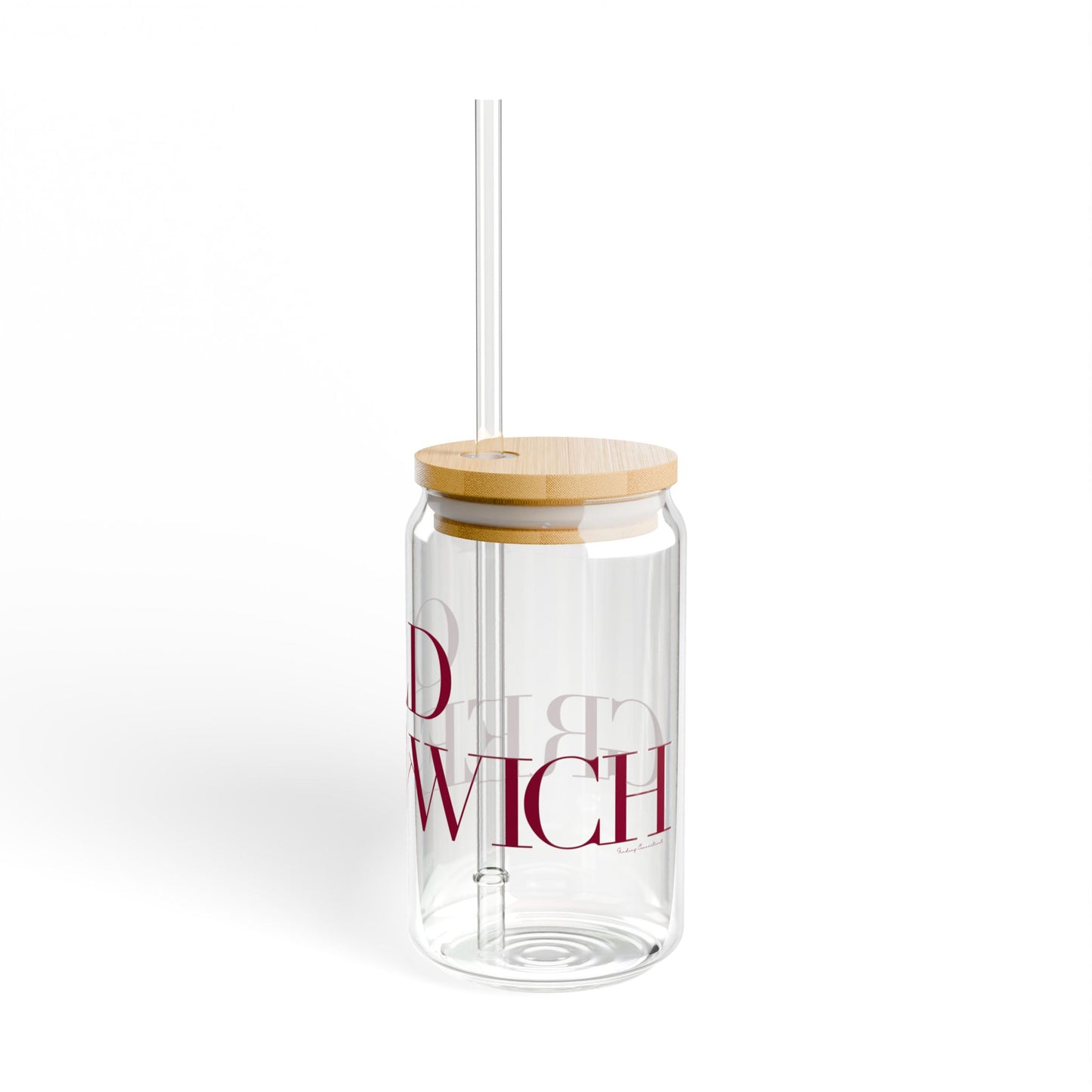 41 Tilt Old Greenwich Glass Can with Straw and Lid, 16oz