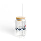 Love South Norwalk Glass Can with Straw and Lid, 16oz