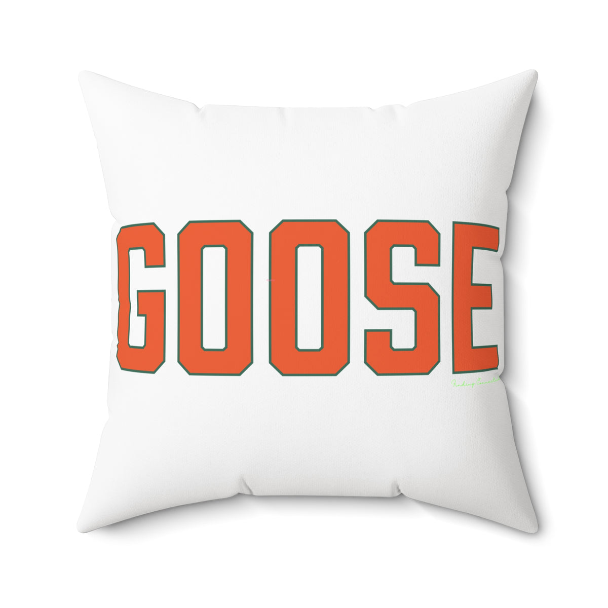 Goose Zip Code Orange & Green Spun Polyester Square Pillow