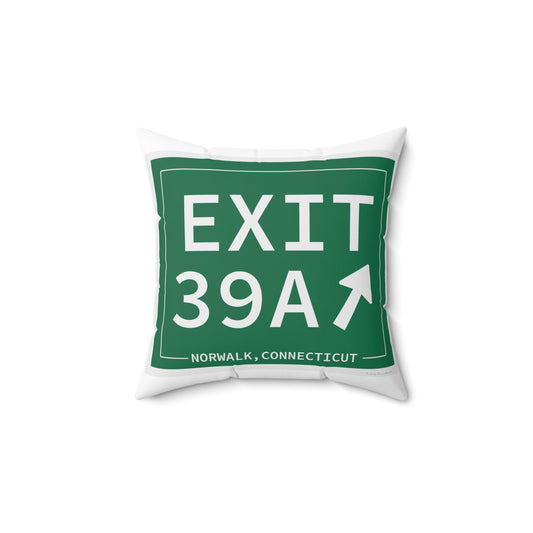 Vintage Exit 39A Merritt Parkway Sign Spun Polyester Square Pillow