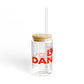 Love Danbury Glass Can with Straw and Lid, 16oz