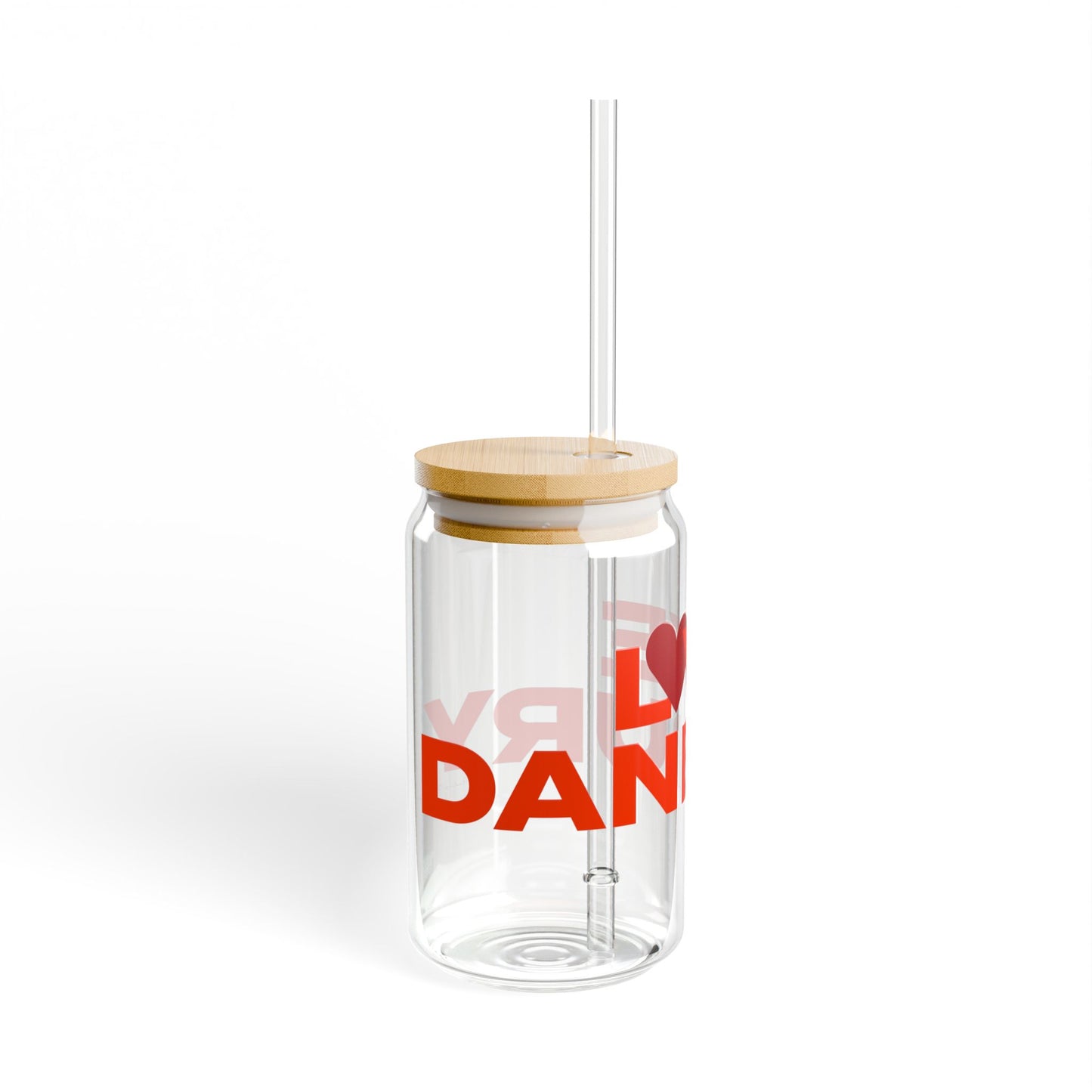 Love Danbury Glass Can with Straw and Lid, 16oz