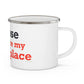 Goose Shows Are My Happy Place - Blue & Orange Enamel Camping Mug