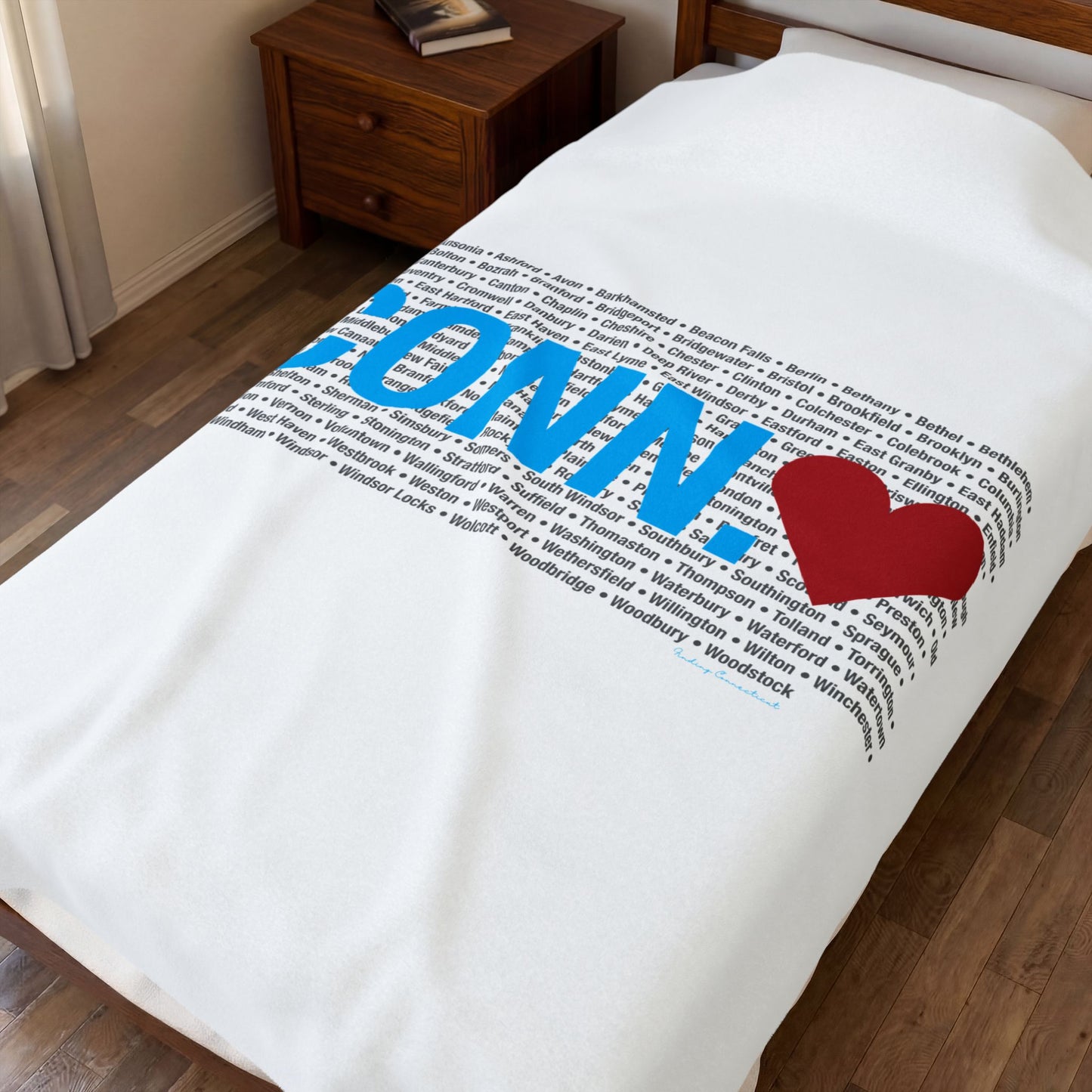 Connecticut Love Velveteen Plush Blanket