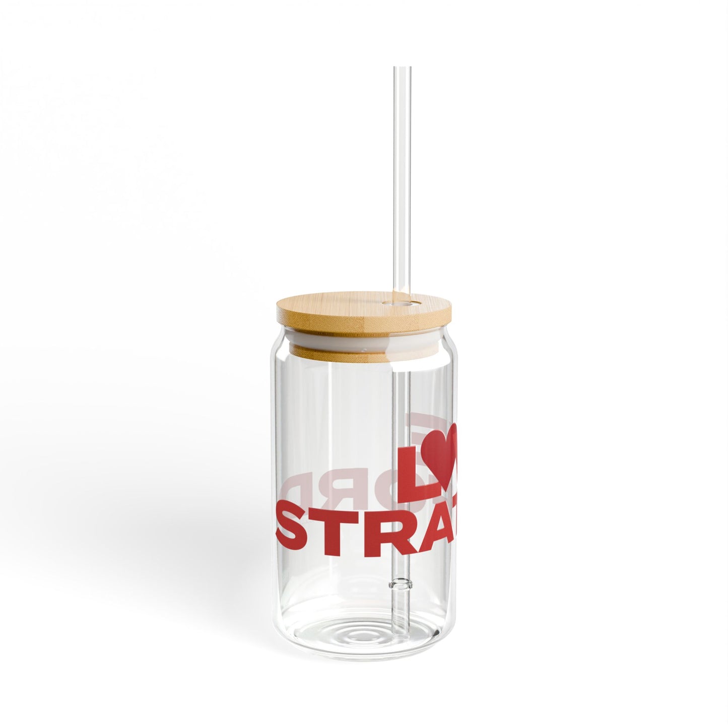 Love Stratford Glass Can with Straw and Lid, 16oz