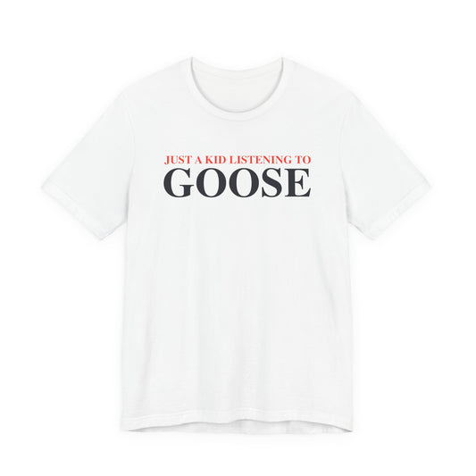 Just a kid listening to Goose - Blue & Orange Unisex Jersey Short Sleeve T-Shirt