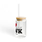 I Heart NRWK Glass Can with Straw and Lid, 16oz