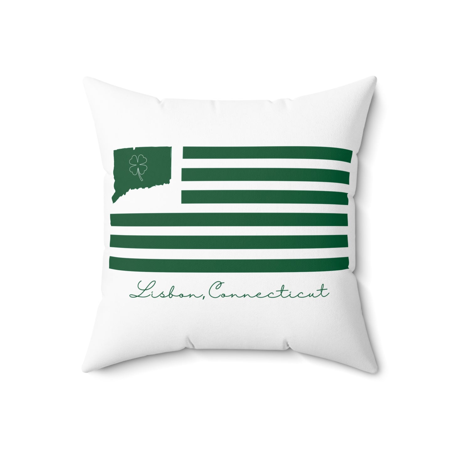 Lisbon Connecticut St. Patrick’s Day Flag Spun Polyester Square Pillow